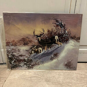 Unisex Ted Blaylock Muleys on Creek Art Print One Size Brown White